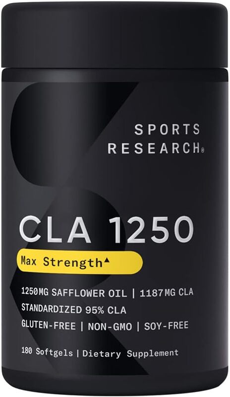 Sports Research CLA 1250 Max Potency Supplement, 1250mg, 180 Softgels